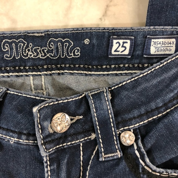 Miss Me Bling Wing Denim Jegging Jean Pants, Sz 25 - Picture 3 of 8